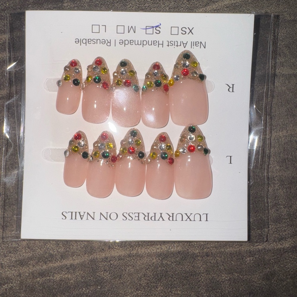 Colorful Gemstone Press-On Nails